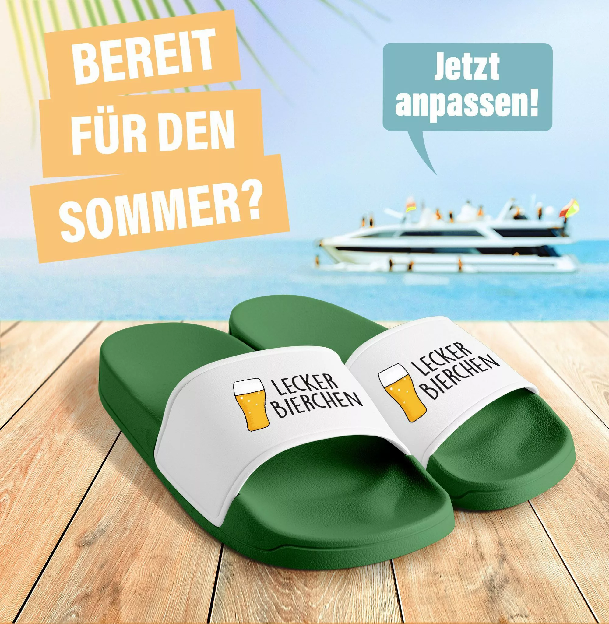 MoonWorks Badeschlappen Lustig Spruch Lecker Bierchen günstig online kaufen