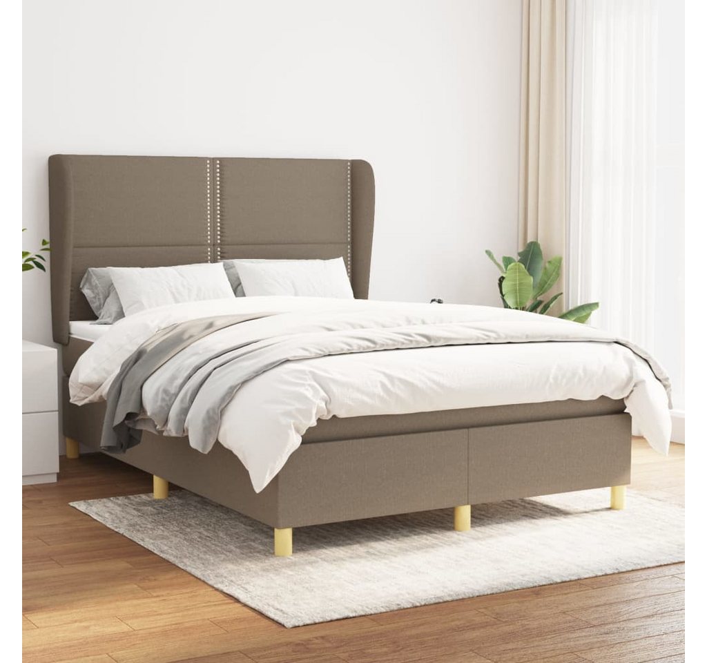 vidaXL Boxspringbett Boxspringbett mit Matratze Taupe 140x200 cm Stoff Bett günstig online kaufen