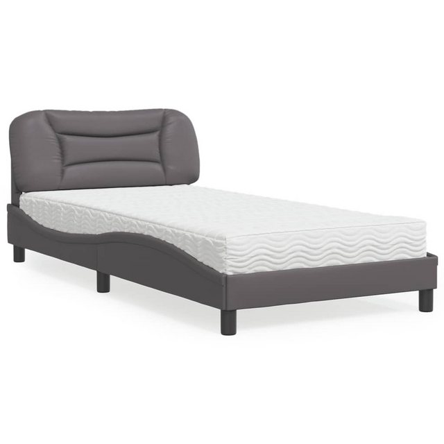 vidaXL Bett Bett mit Matratze Grau 100x200 cm Kunstleder günstig online kaufen