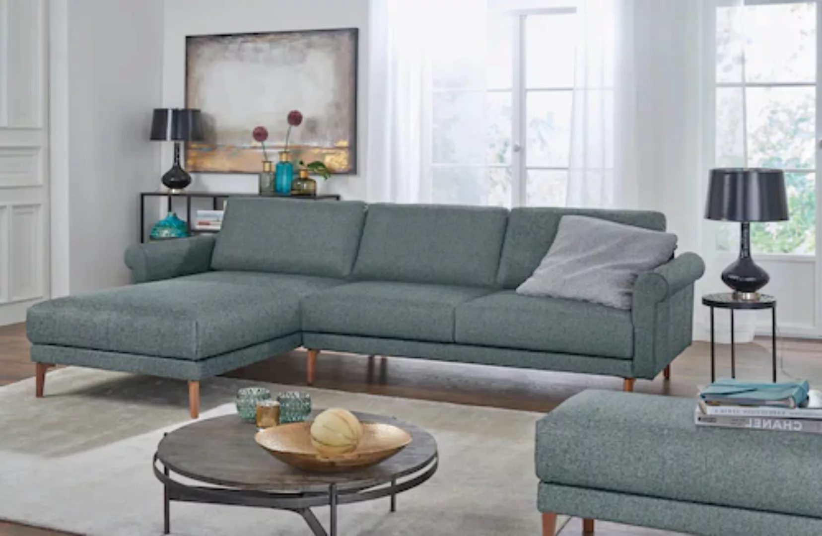 hülsta sofa Ecksofa "hs.450", Armlehne Schnecke modern Landhaus, Breite 282 günstig online kaufen