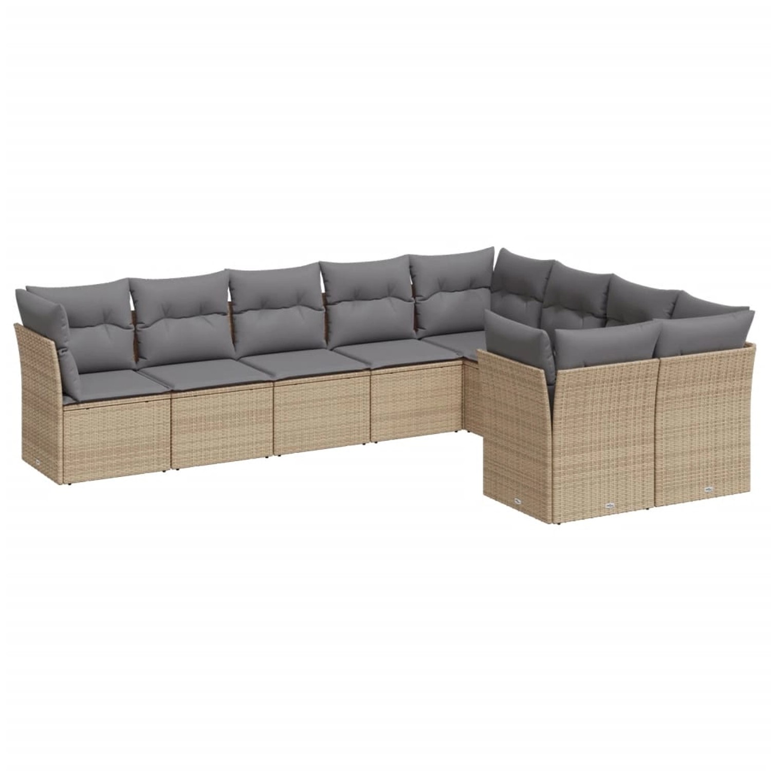 vidaXL 9-tlg Garten-Sofagarnitur mit Kissen Beige Poly Rattan Modell 45 günstig online kaufen