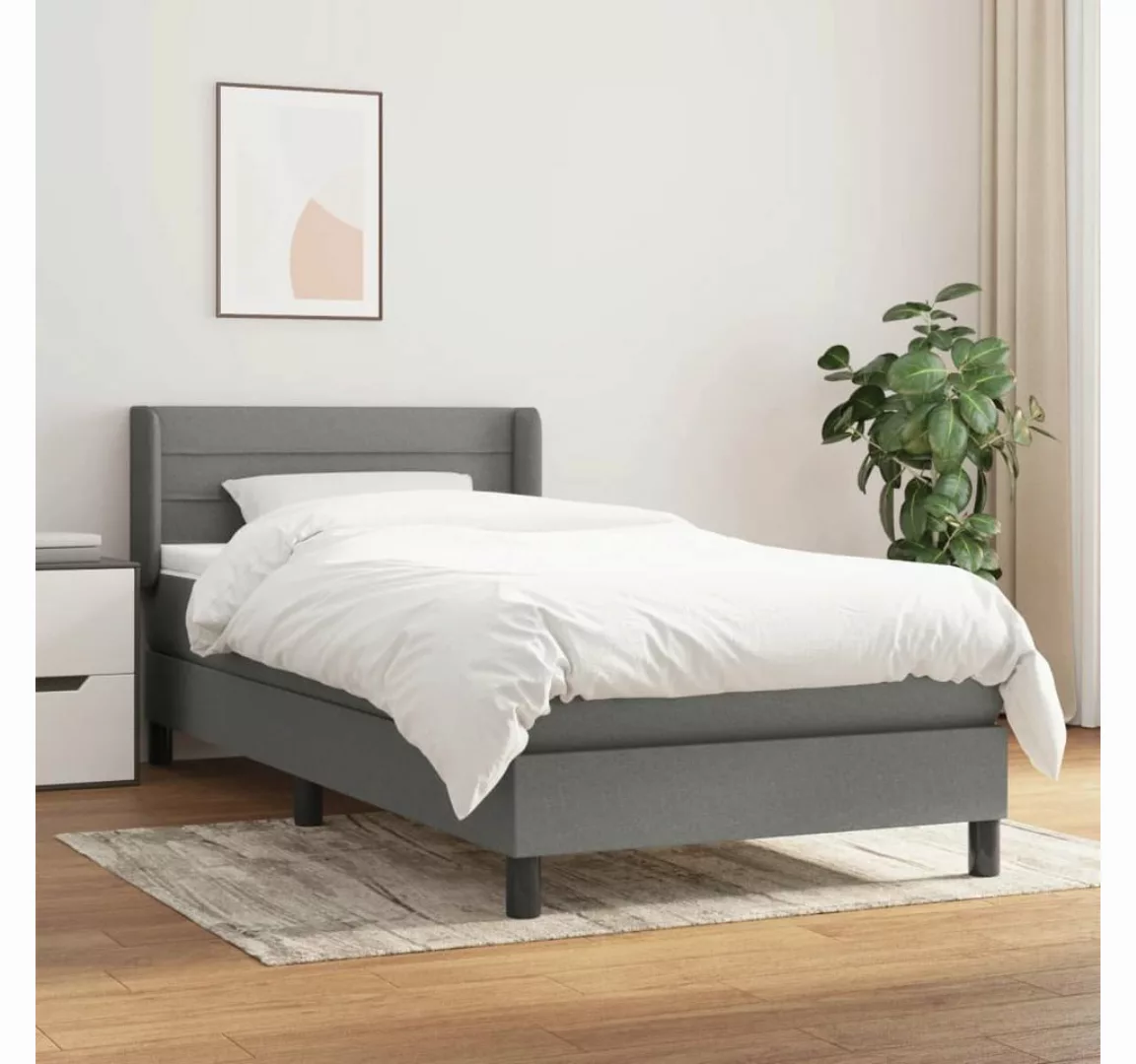 furnicato Bett Boxspringbett mit Matratze Dunkelgrau 90x190 cm Stoff günstig online kaufen