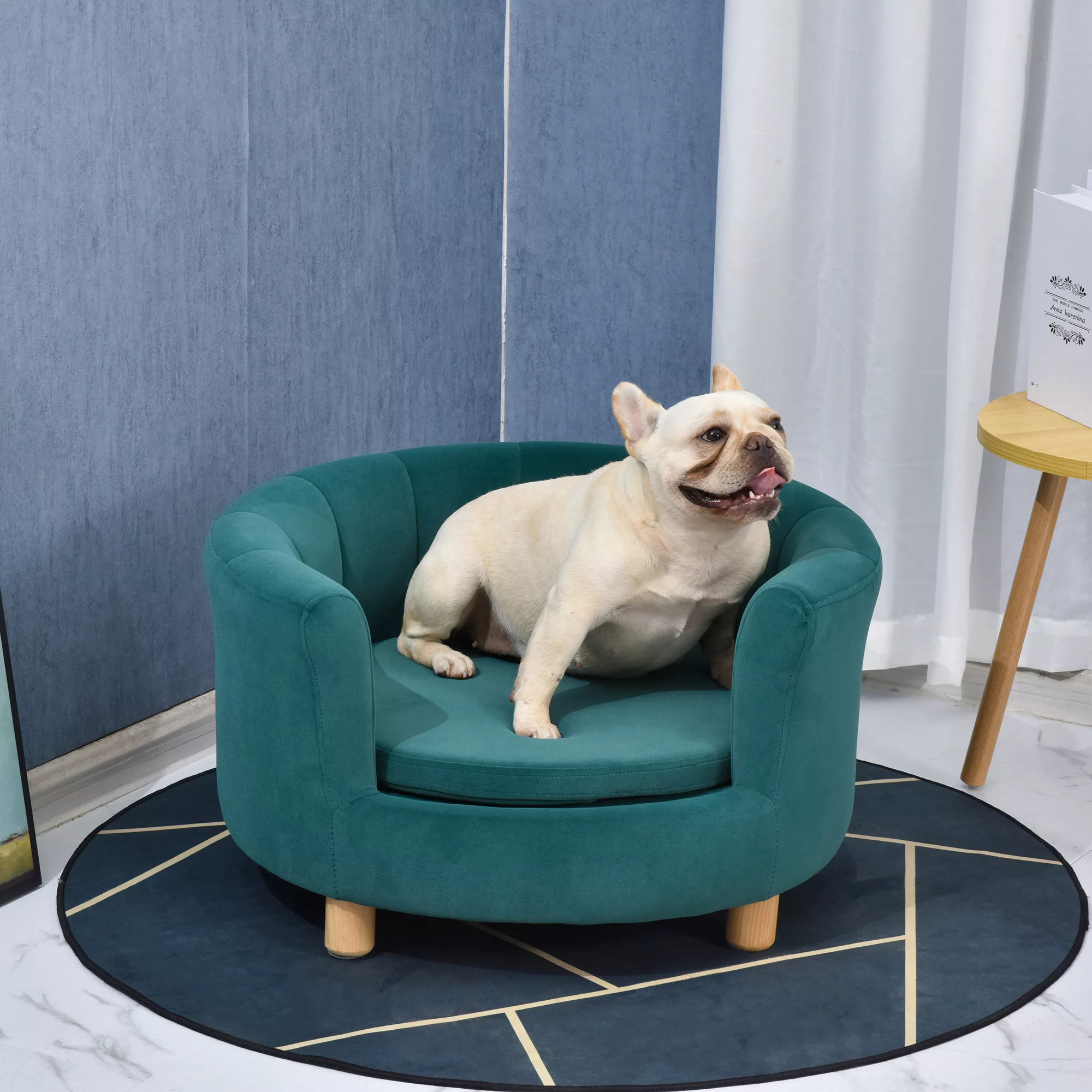PawHut Hundebett  Elegantes Hundesofa mit weichem Bezug & Holzbeinen, 65x64 günstig online kaufen