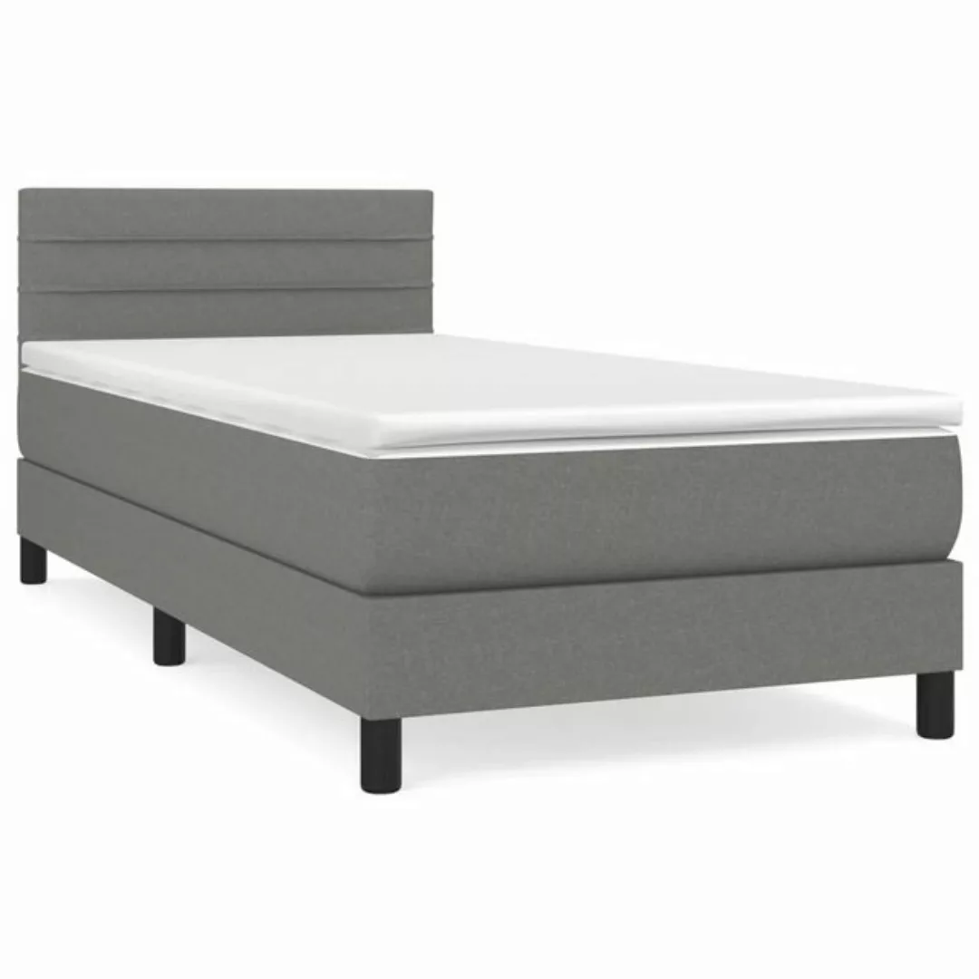 vidaXL Bett Boxspringbett mit Matratze Dunkelgrau 80x200 cm Stoff günstig online kaufen