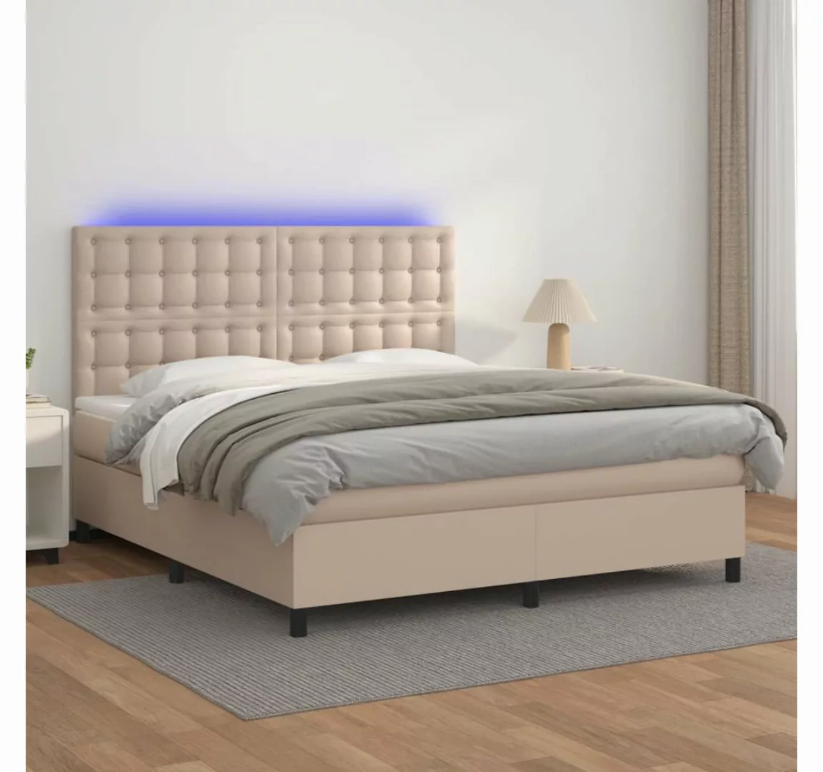 vidaXL Boxspringbett Boxspringbett mit Matratze & LED Kunstleder (160 x 200 günstig online kaufen