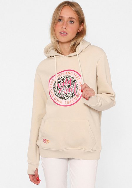 Zwillingsherz Hoodie Animal-Print mit Glitzersteinen vorn günstig online kaufen