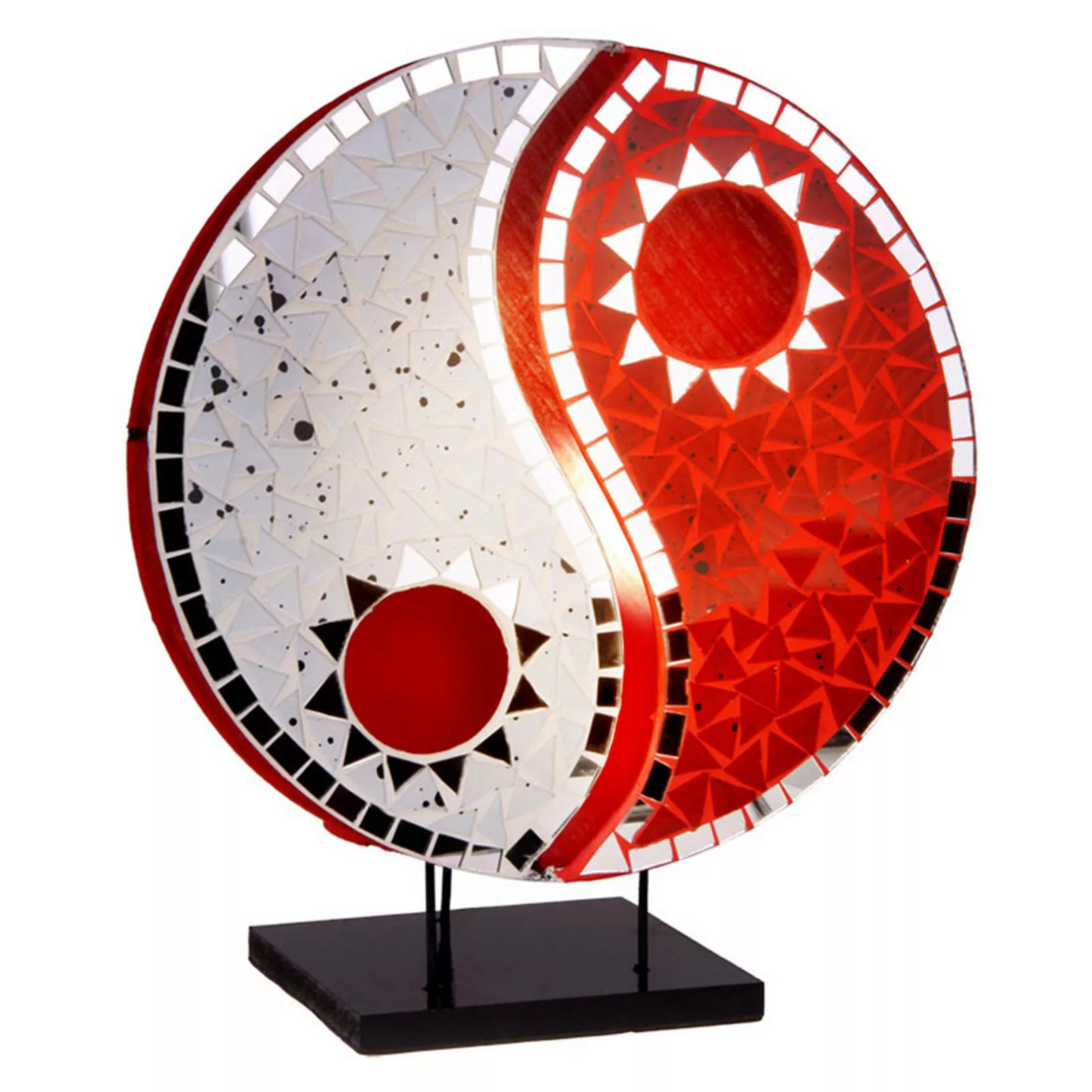 Tischlampe Ying Yang mit Mosaikspiegelsteinen rot günstig online kaufen