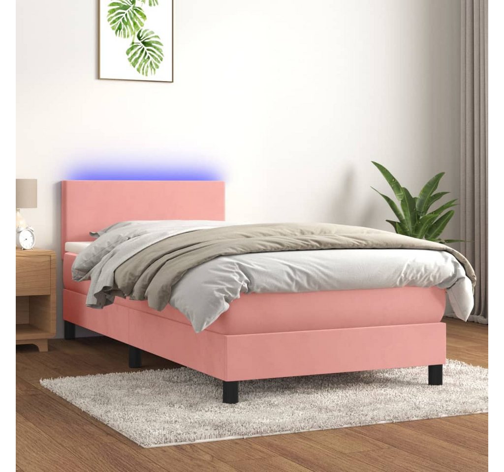 vidaXL Boxspringbett Bett Boxspringbett mit Matratze & LED Samt (90 x 190 c günstig online kaufen