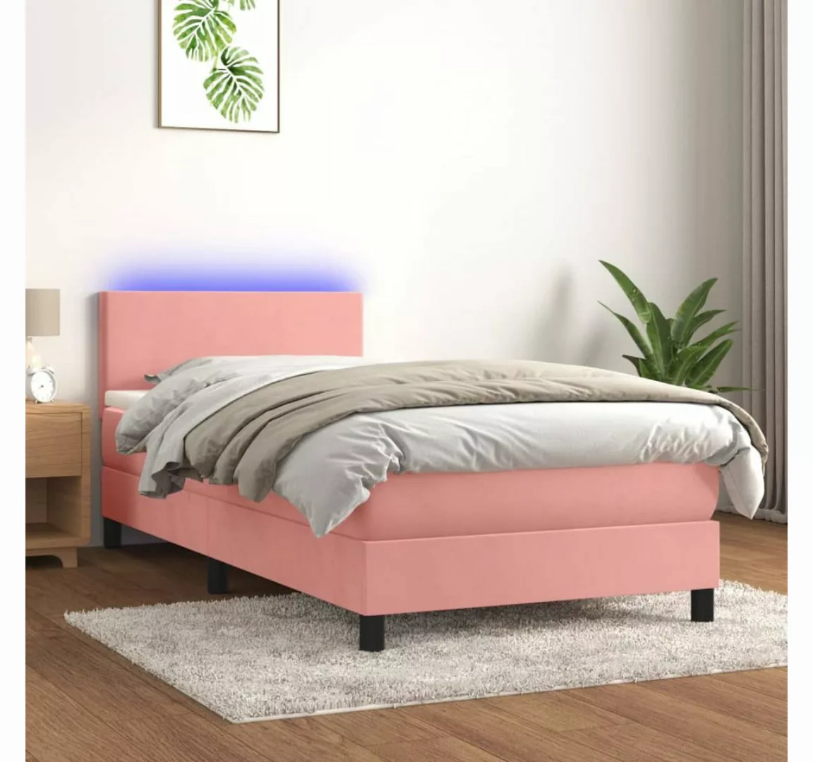 vidaXL Boxspringbett Bett Boxspringbett mit Matratze & LED Samt (100 x 200 günstig online kaufen