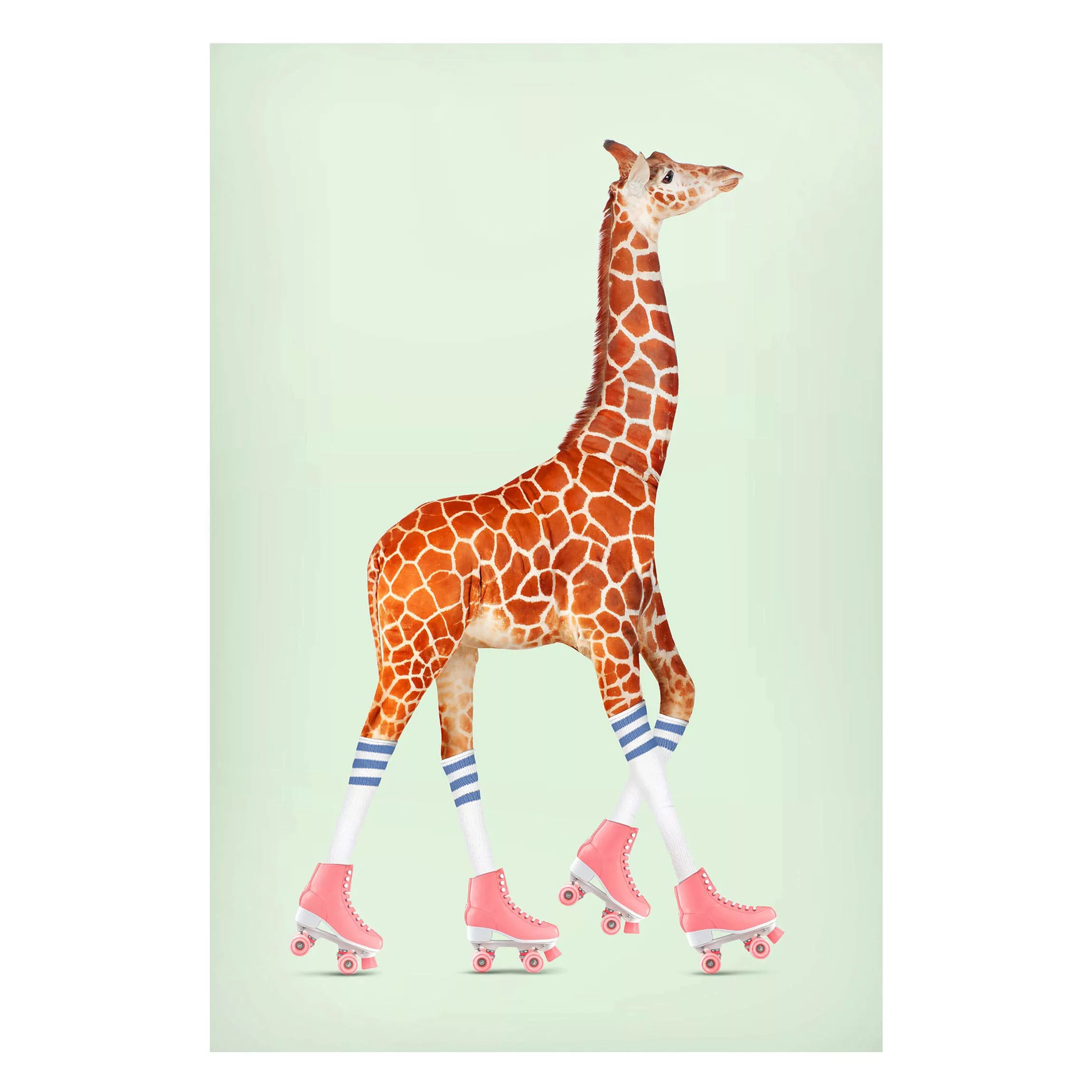Magnettafel Kinderzimmer - Hochformat 2:3 Giraffe mit Rollschuhen günstig online kaufen