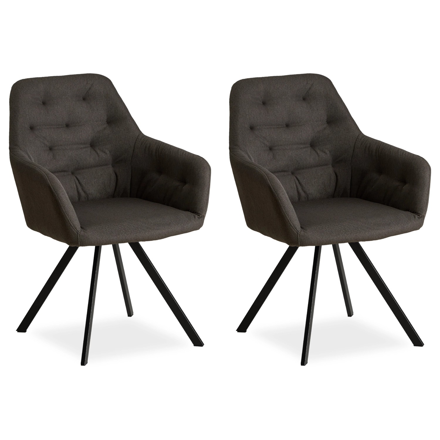 Homestyle4u Polsterstuhl 2er Set in Anthrazit 2348 günstig online kaufen