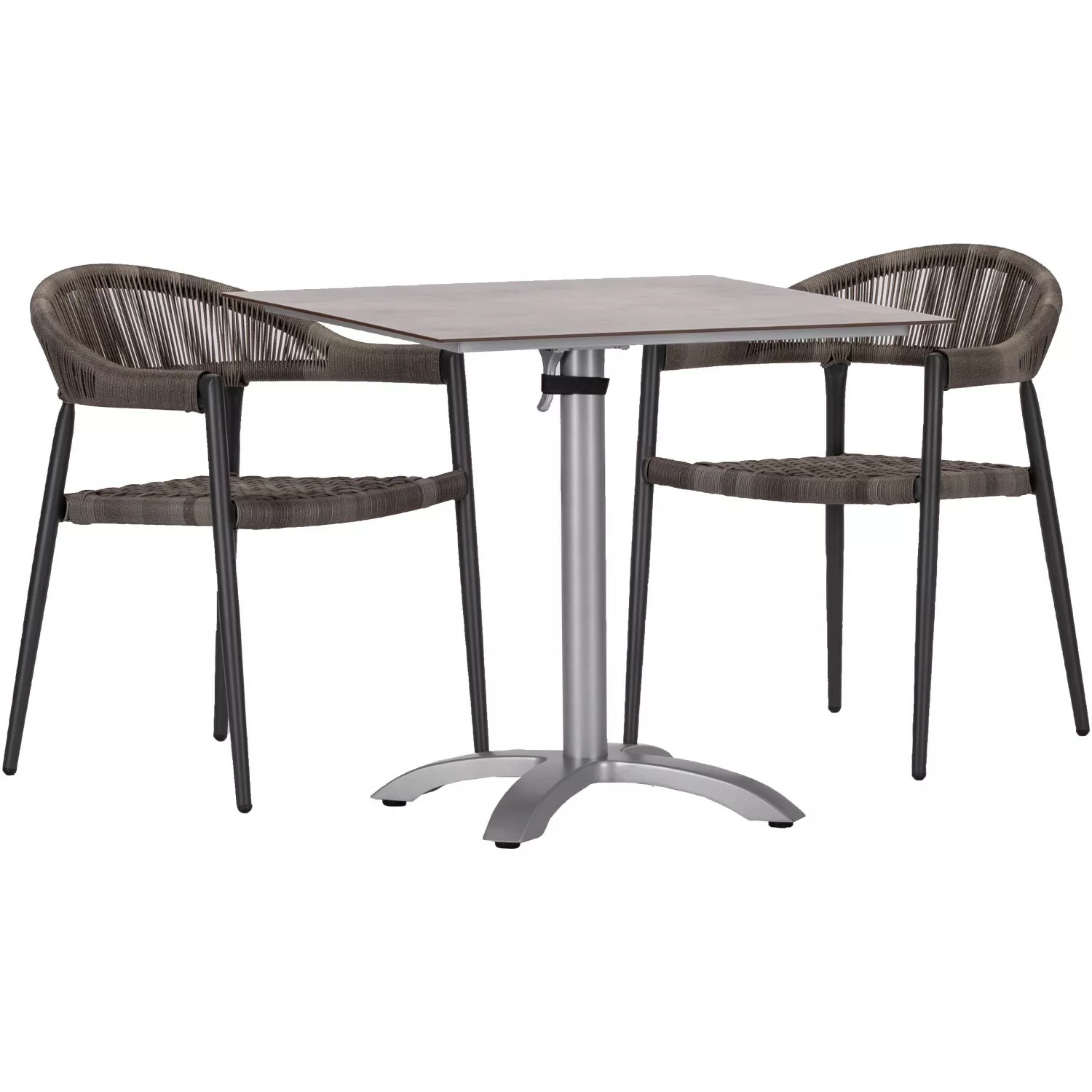 Acamp Set 2x Sessel Brooklyn 1x Tisch Acaplan 80 cm x 80 cm Anthrazit-Cemen günstig online kaufen