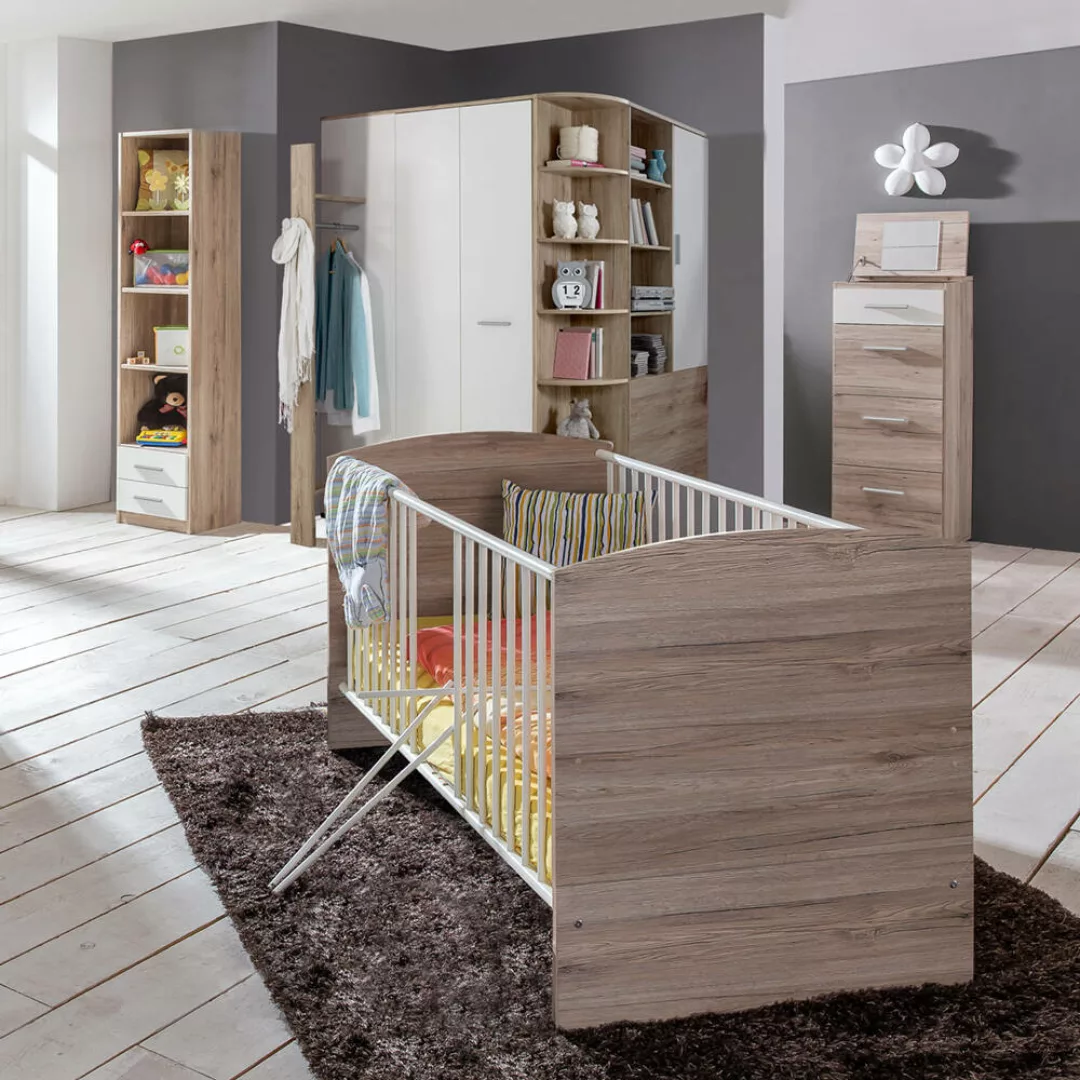 Babyzimmer Set mit Eckkleiderschrank, begehbar und beleuchtet und Regal JOH günstig online kaufen