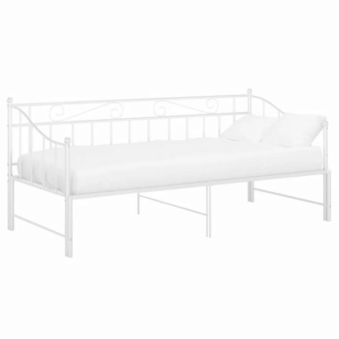 vidaXL Gästebett Ausziehsofa Bettgestell Weiß Metall 90x200 cm Einzelbett B günstig online kaufen