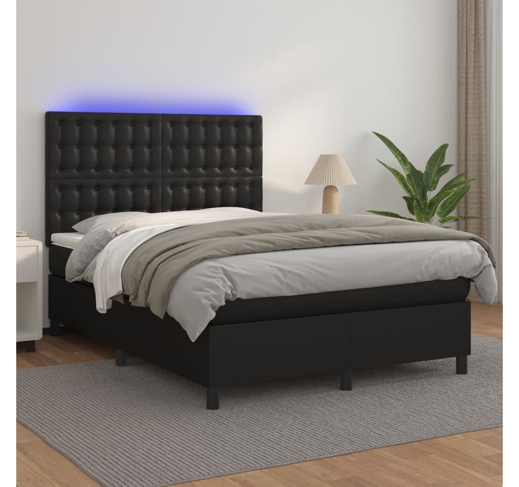 vidaXL Boxspringbett Boxspringbett mit Matratze & LED Kunstleder (140 x190 günstig online kaufen