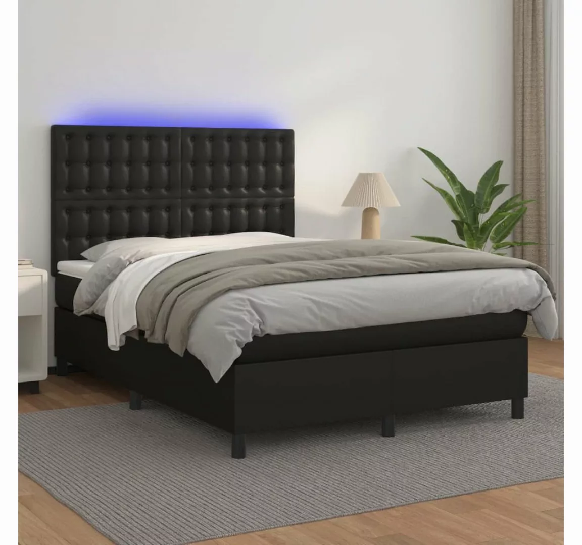 vidaXL Boxspringbett Boxspringbett mit Matratze & LED Kunstleder (140 x 200 günstig online kaufen