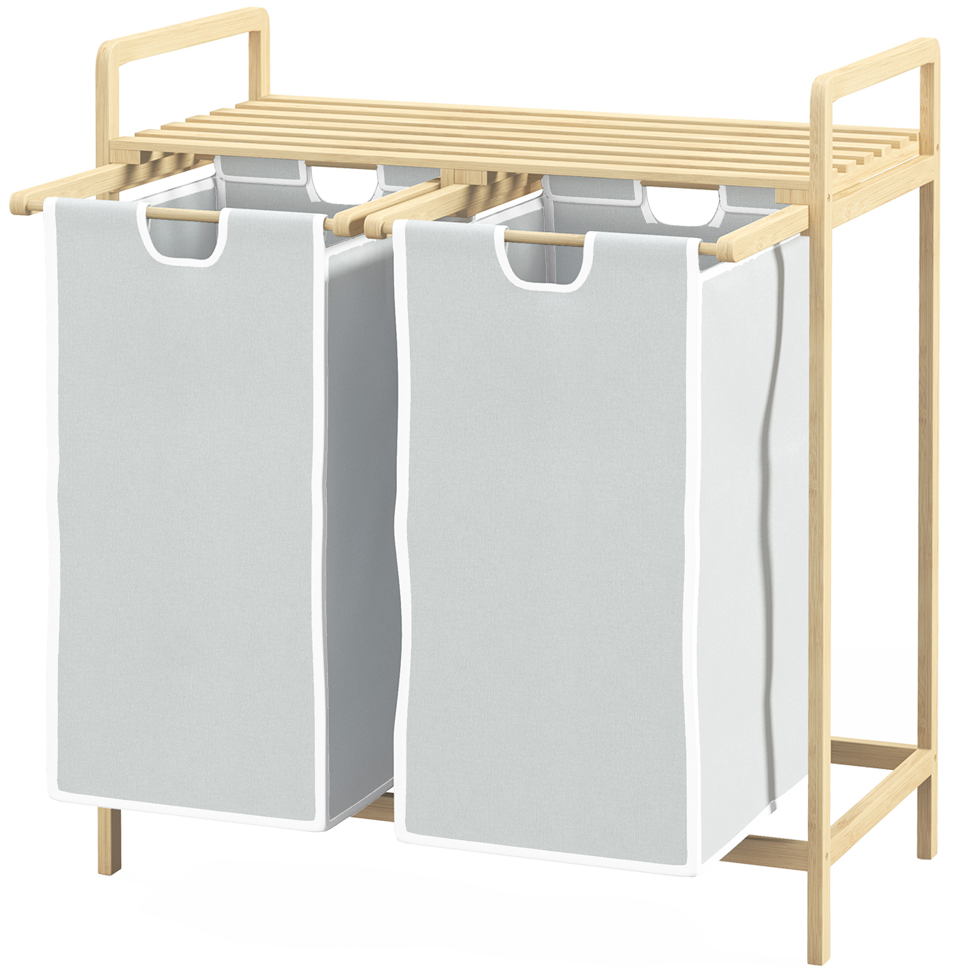 HOMCOM Wäschekorb  Wäschebox mit 2 abnehmbaren Wäschesäcken, Wäschesammler, günstig online kaufen