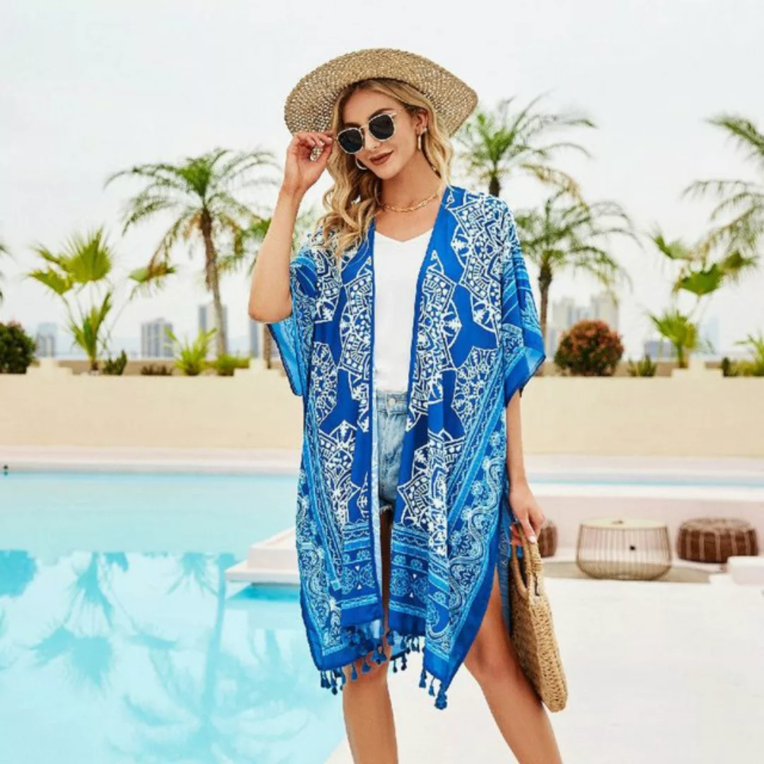 AUKUU Strandkleid Urlaubsdruck sexy Cardigan-Strand-Abdeckung 95*100cm günstig online kaufen