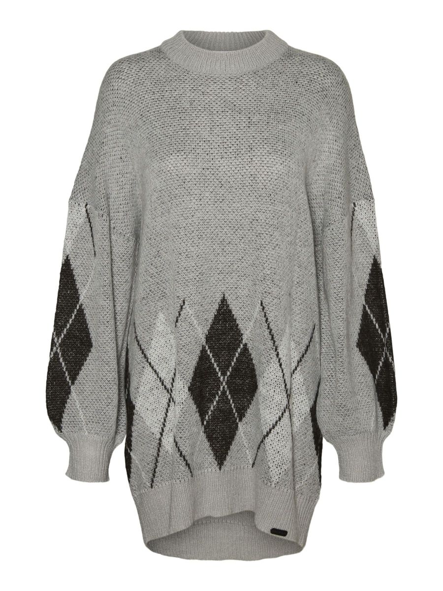 NOISY MAY Langer Strickpullover Damen Grau günstig online kaufen