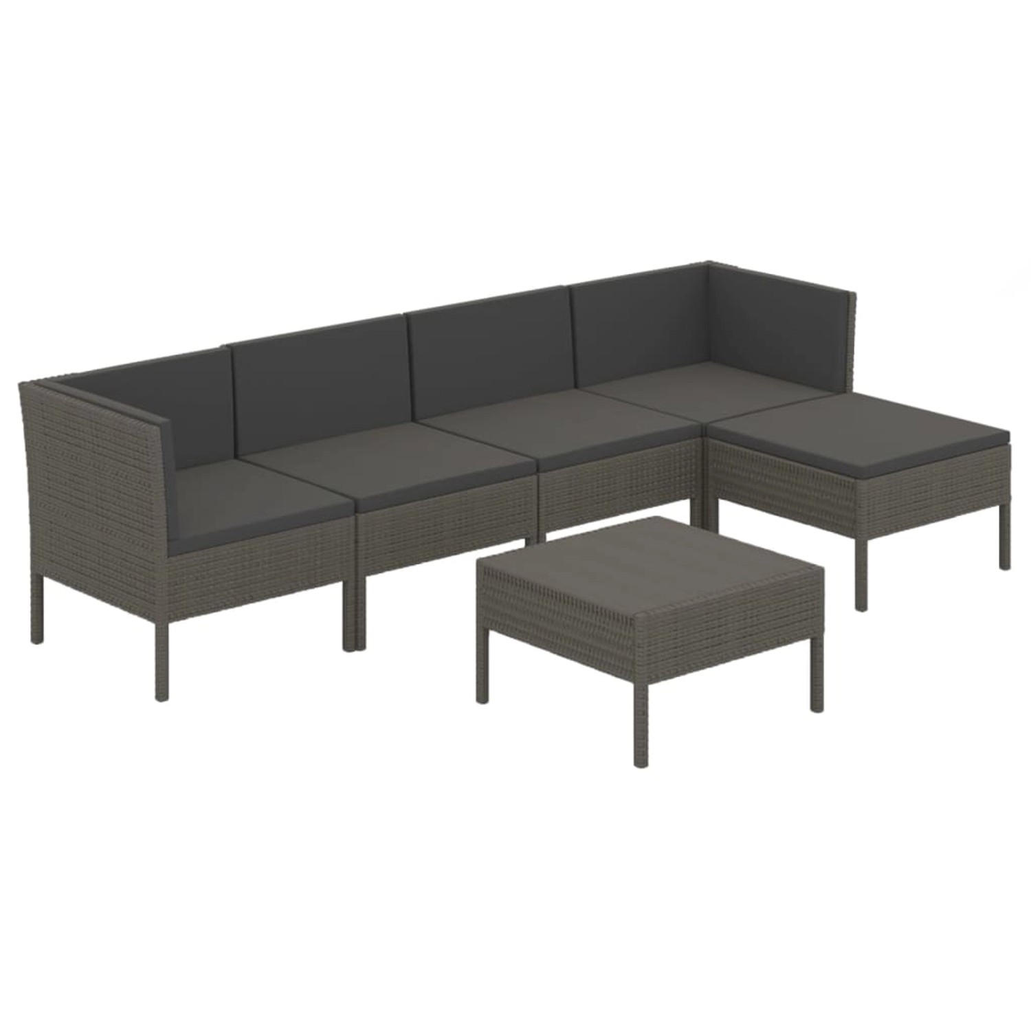 6-tlg. Garten-lounge-set Mit Auflagen Poly Rattan Grau günstig online kaufen