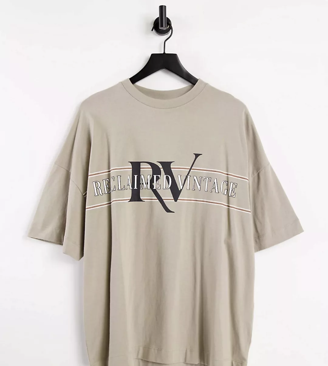 Reclaimed Vintage Inspired – T-Shirt aus Bio-Baumwolle mit Logo in Stein-Ne günstig online kaufen