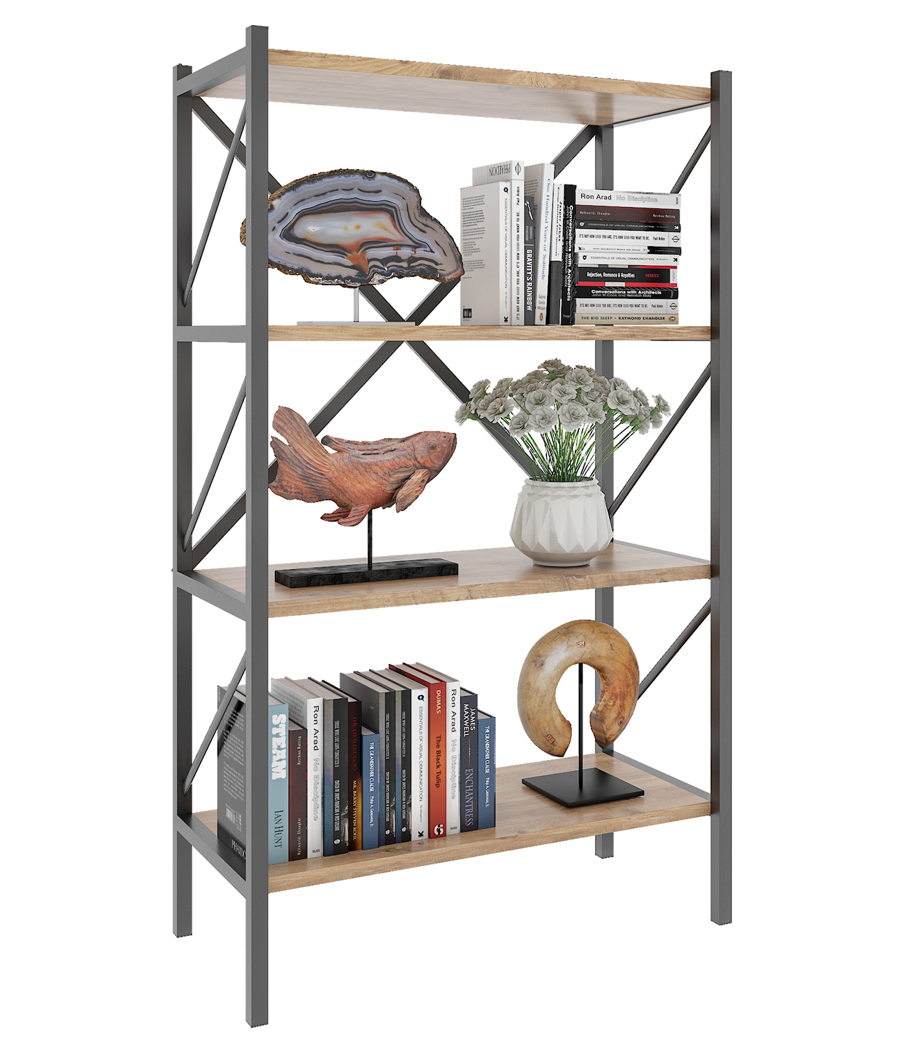 VCM Standregal "VCM Holz Metall Aufbewahrung Stand Regal Bücherregal Deko B günstig online kaufen