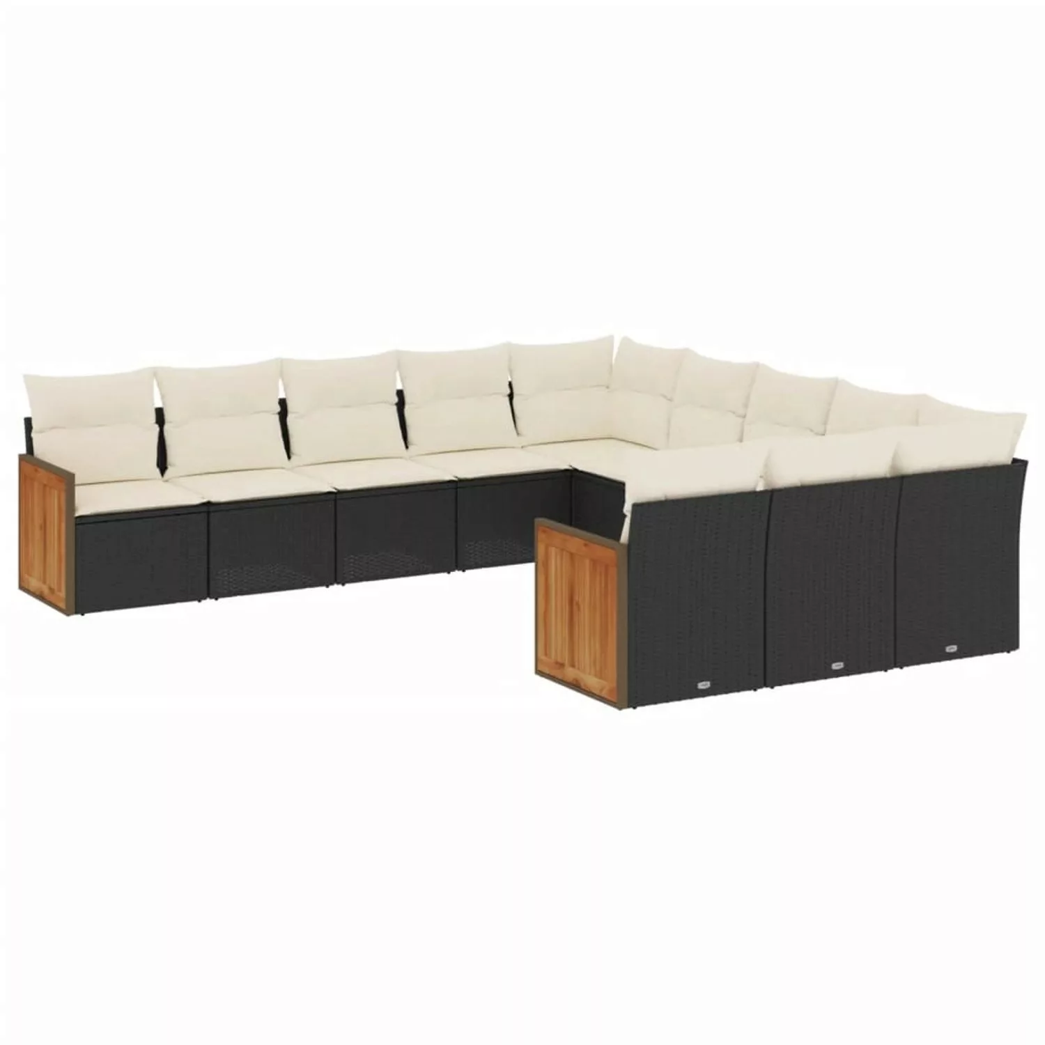 vidaXL 11-tlg Garten-Sofagarnitur mit Kissen Schwarz Poly Rattan Modell 113 günstig online kaufen