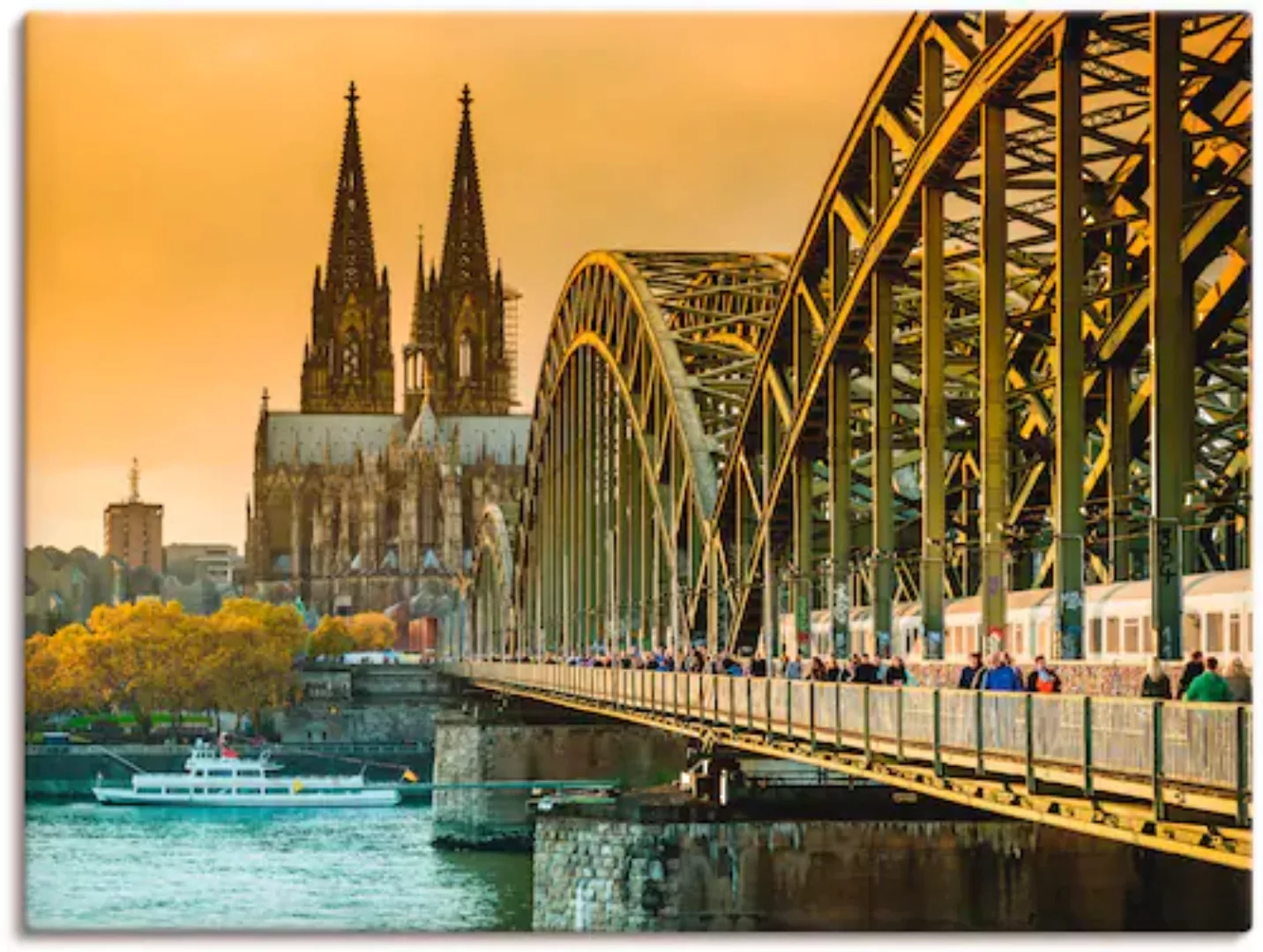 Artland Leinwandbild »Kölner Dom mit Hohenzollernbrücke«, Deutschland, (1 S günstig online kaufen