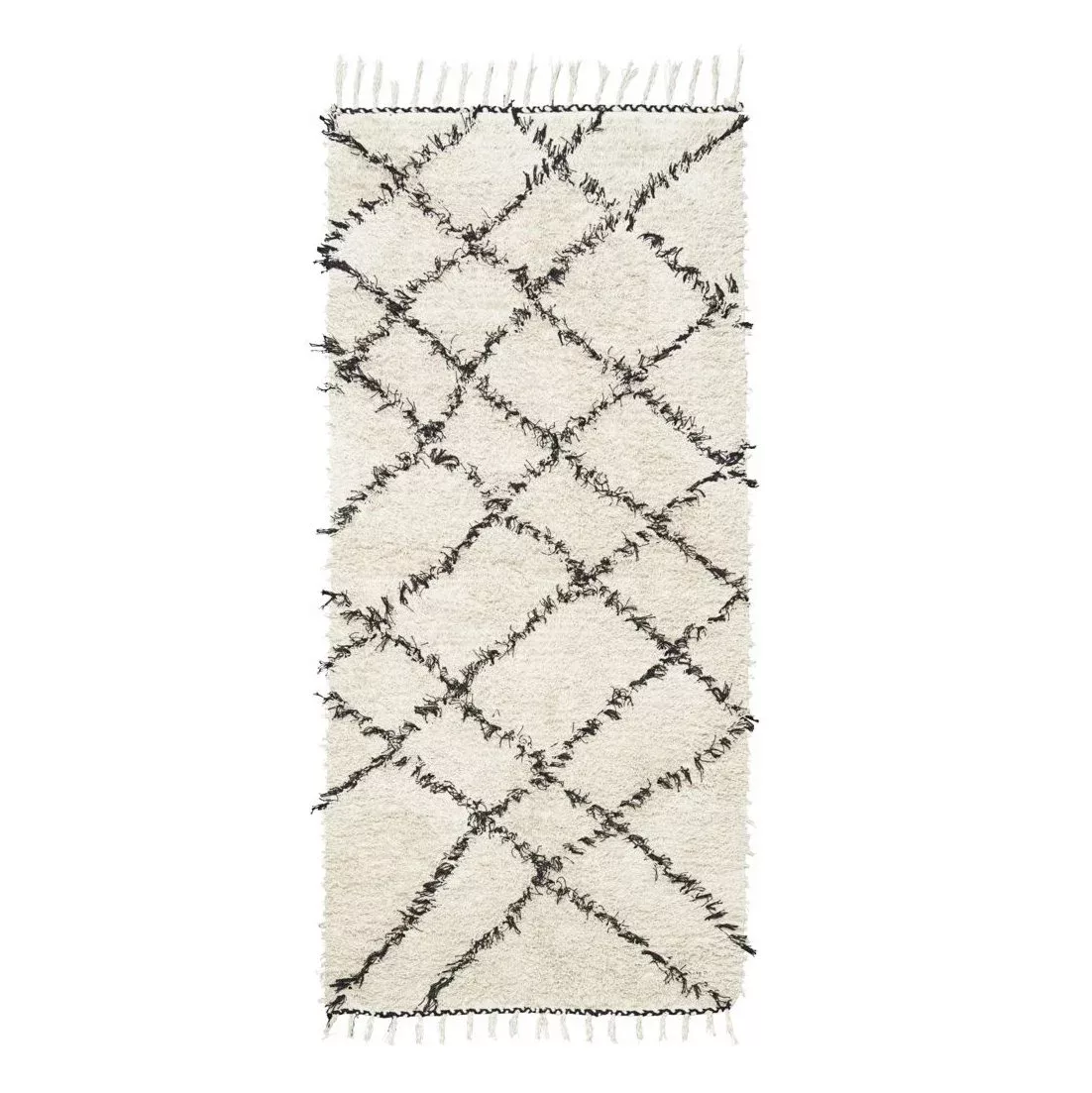 Teppich Riba aus Baumwolle in Weiß mit schwarzem Muster günstig online kaufen