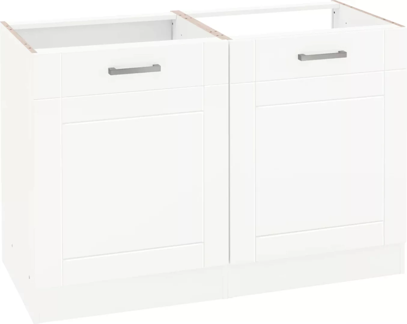 KOCHSTATION Spülenschrank "KS-Tinnum", 120 cm breit, MDF-Fronten, Metallgri günstig online kaufen