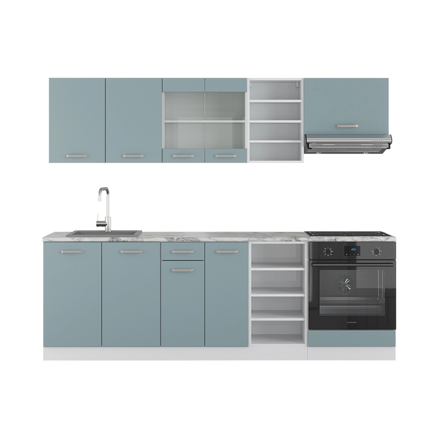 Vicco Winkelküche R-Line, Goldkraft Eiche/Anthrazit, 257 günstig online kaufen
