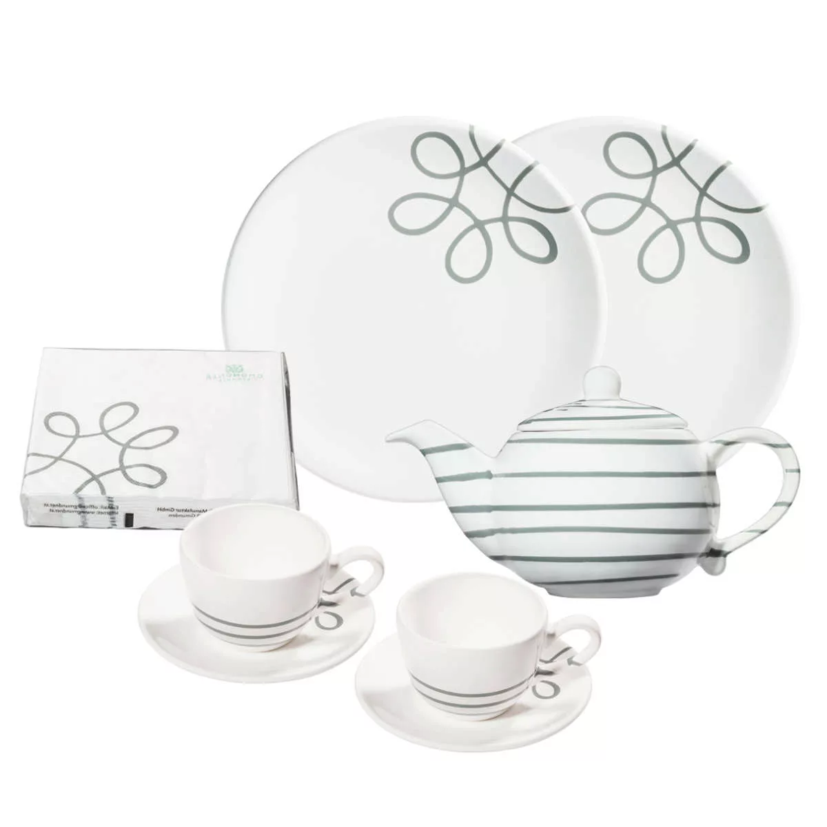 Gmundner Keramik Pur Geflammt Grau Starter-Set Tee 8-tlg. günstig online kaufen