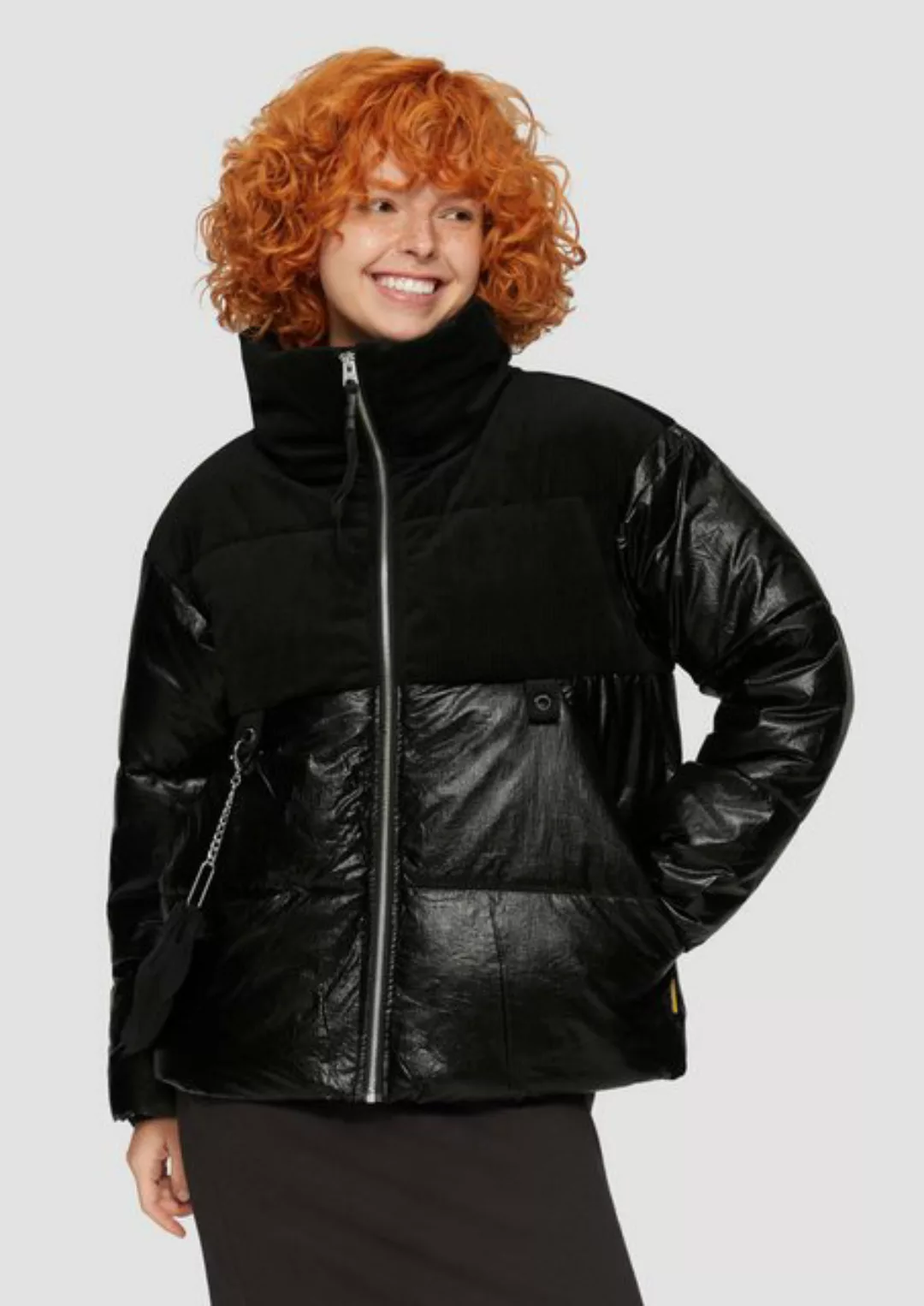 QS Outdoorjacke Steppjacke im Fabricmix mit abnehmbarer Tasche Schmuck-Deta günstig online kaufen