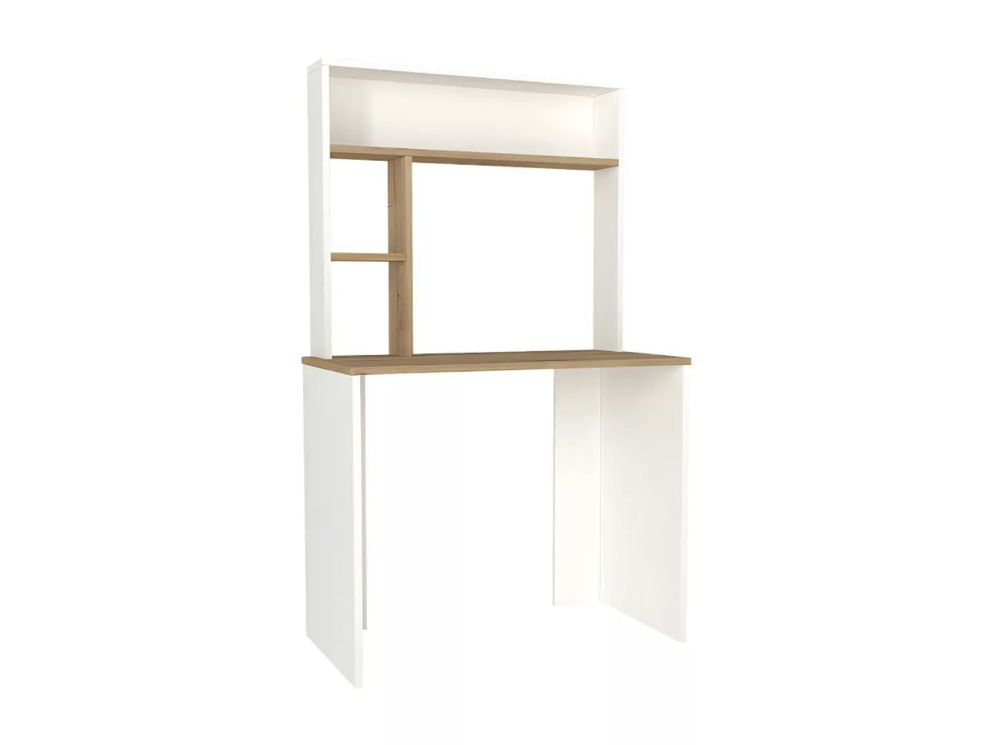 Schreibtisch mit Stauraum - Weiß & Holzfarben - VALURI günstig online kaufen