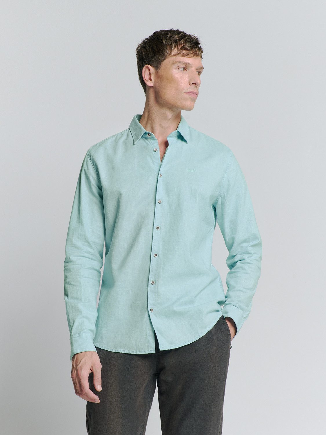 NO EXCESS Langarmhemd No Excess Leinenhemd günstig online kaufen