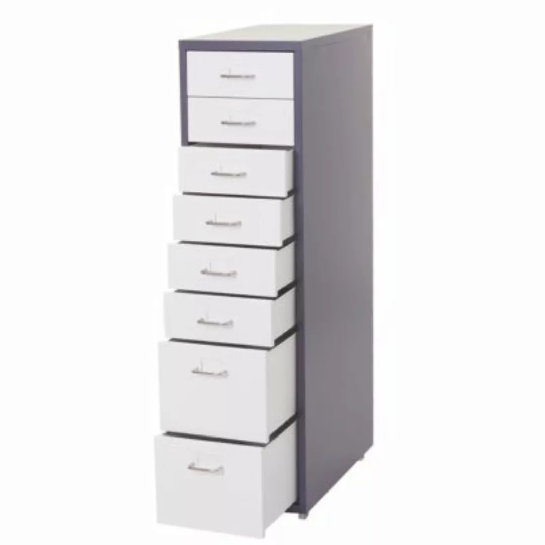 HWC Mendler Rollcontainer mit 8 Schubladen grau/weiß günstig online kaufen
