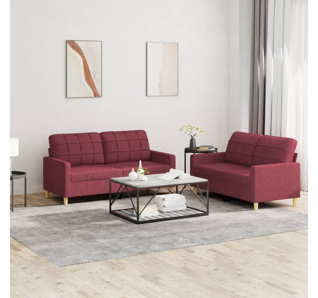 vidaXL Sofa Sofagarnitur mit Kissen Stoff, Standard, Rot günstig online kaufen