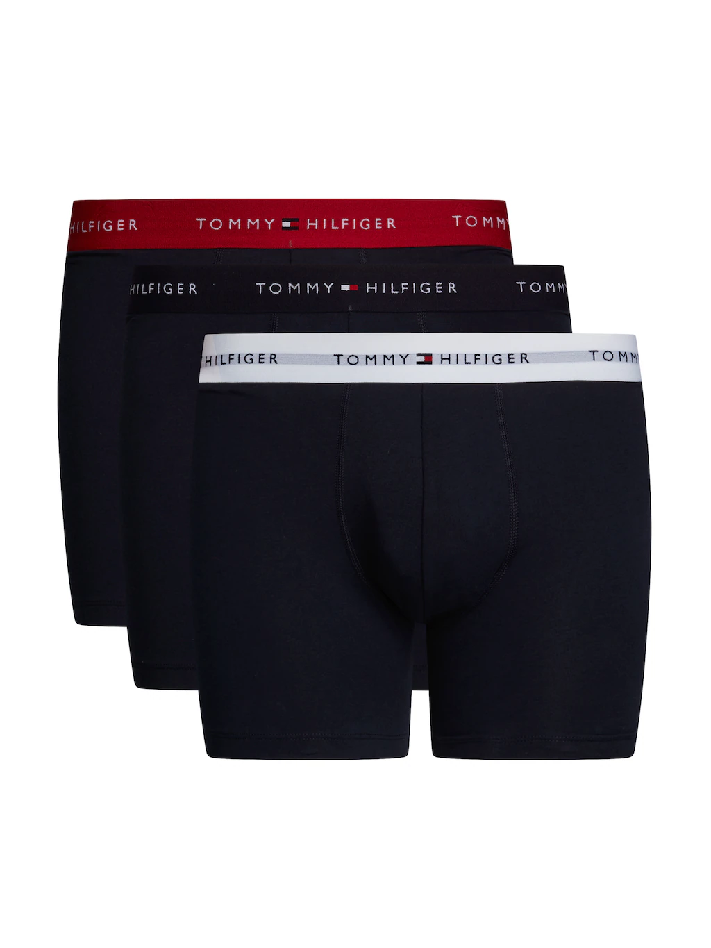 Tommy Hilfiger 3-er Set Trunks Blau mit verschiedenfarbigen Webbund günstig online kaufen