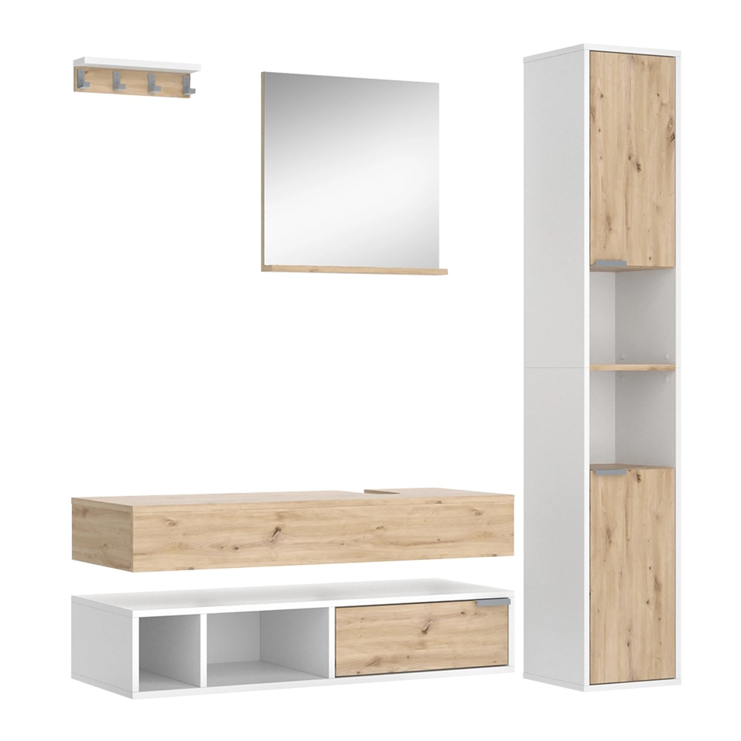 Vicco Badmöbel-Set Henri Weiß/Artisan-Eiche 5 Teile günstig online kaufen