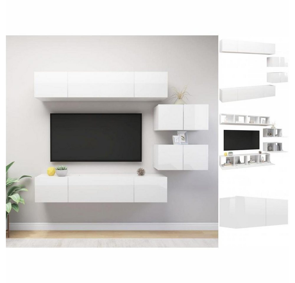 vidaXL TV-Schrank 6-tlg TV-Schrank-Set Hochglanz-Weiß Spanplatte günstig online kaufen