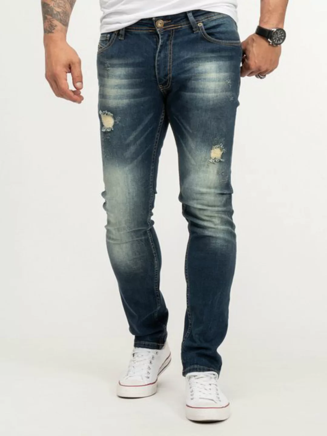 Rock Creek Straight-Jeans Herren Jeans Stonewashed Blau RC-2436 günstig online kaufen
