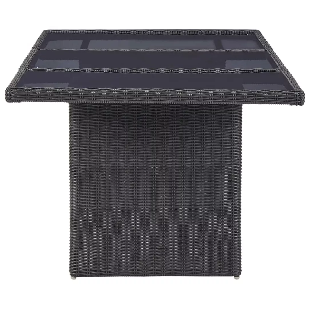 7-tlg. Garten-essgruppe Poly Rattan Schwarz günstig online kaufen