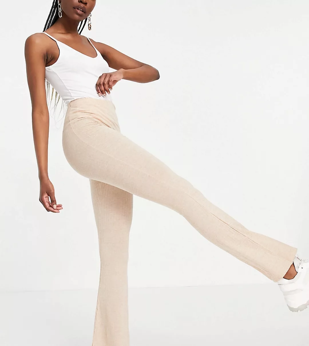 Missguided Tall – Schlaghose in Beige, Kombiteil-Neutral günstig online kaufen