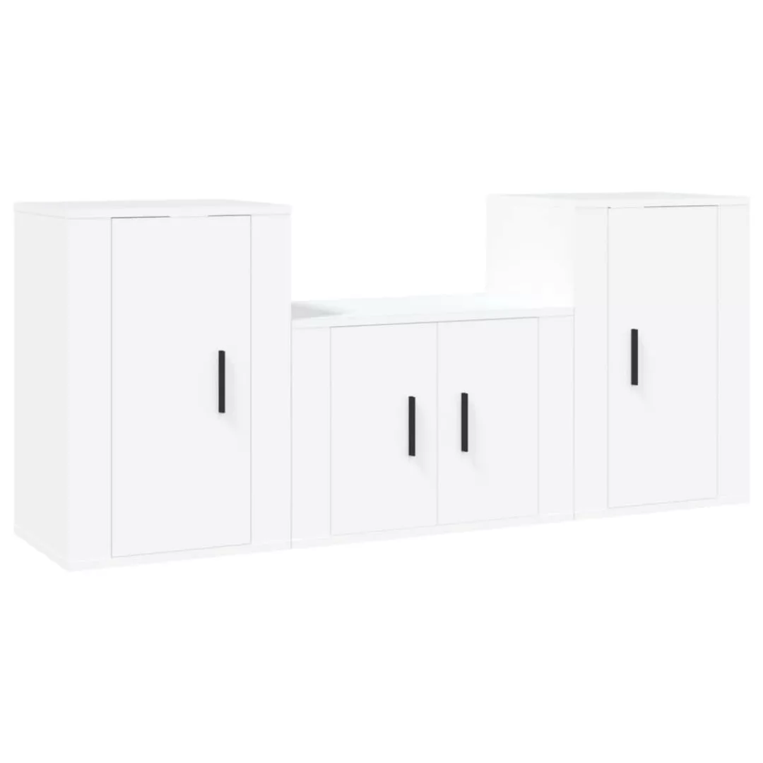 Vidaxl 3-tlg. Tv-schrank-set Weiß Holzwerkstoff günstig online kaufen
