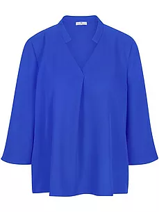 Bluse V-Ausschnitt Peter Hahn blau günstig online kaufen