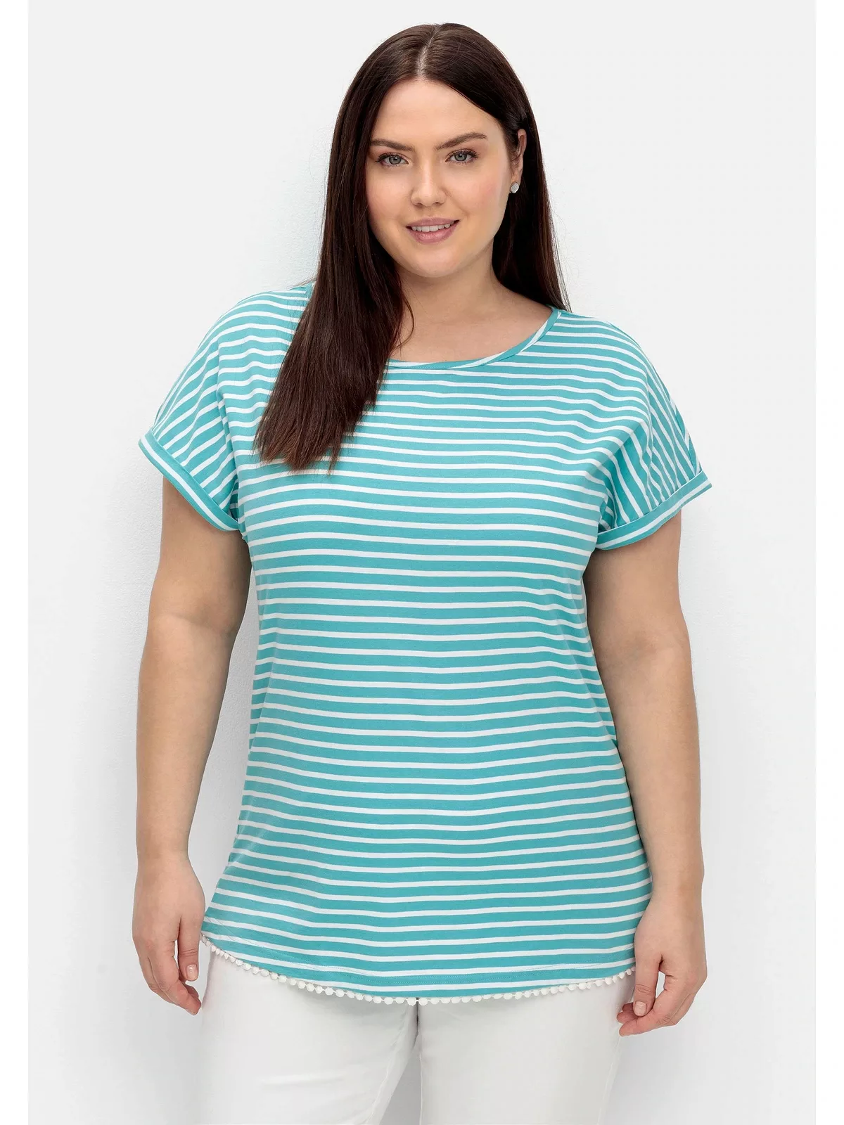 Sheego Oversize-Shirt "Große Größen", mit garngefärbten Ringeln und Dekokan günstig online kaufen