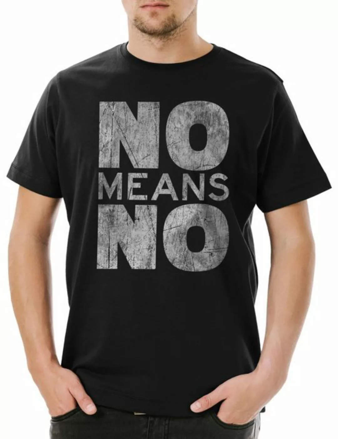 Urban Backwoods Print-Shirt No Means No Herren T-Shirt Sexism Emanzipation günstig online kaufen