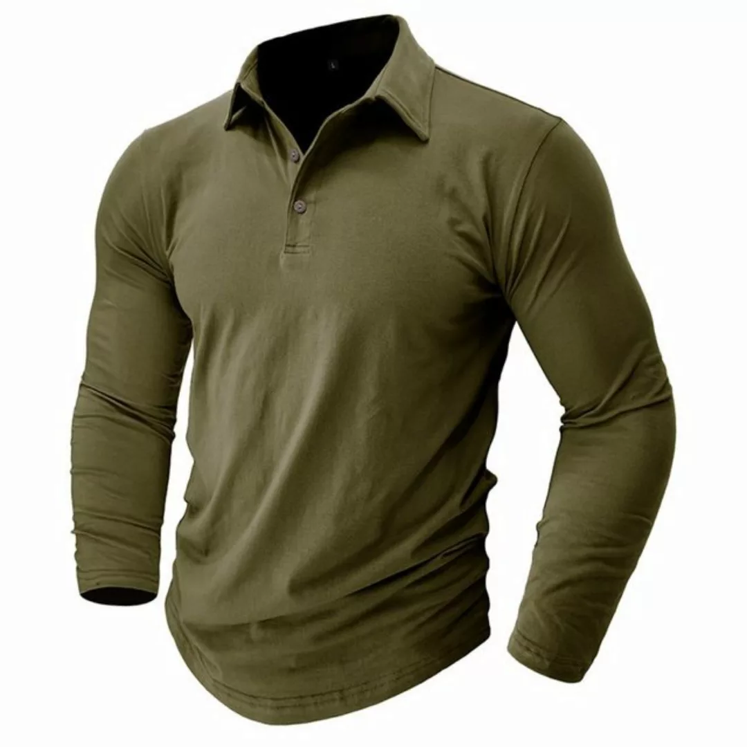 Opspring Poloshirt Herren Langarm Getäfelt T Shirts Hemd T-Shirt Slim Fit G günstig online kaufen