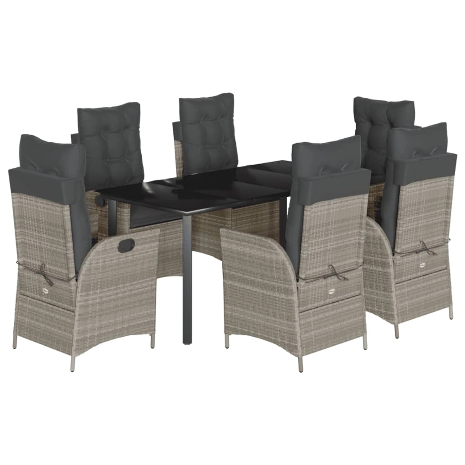 vidaXL 7-Tlg Garten-Essgruppe mit Kissen Hellgrau Poly Rattan 3213289 günstig online kaufen