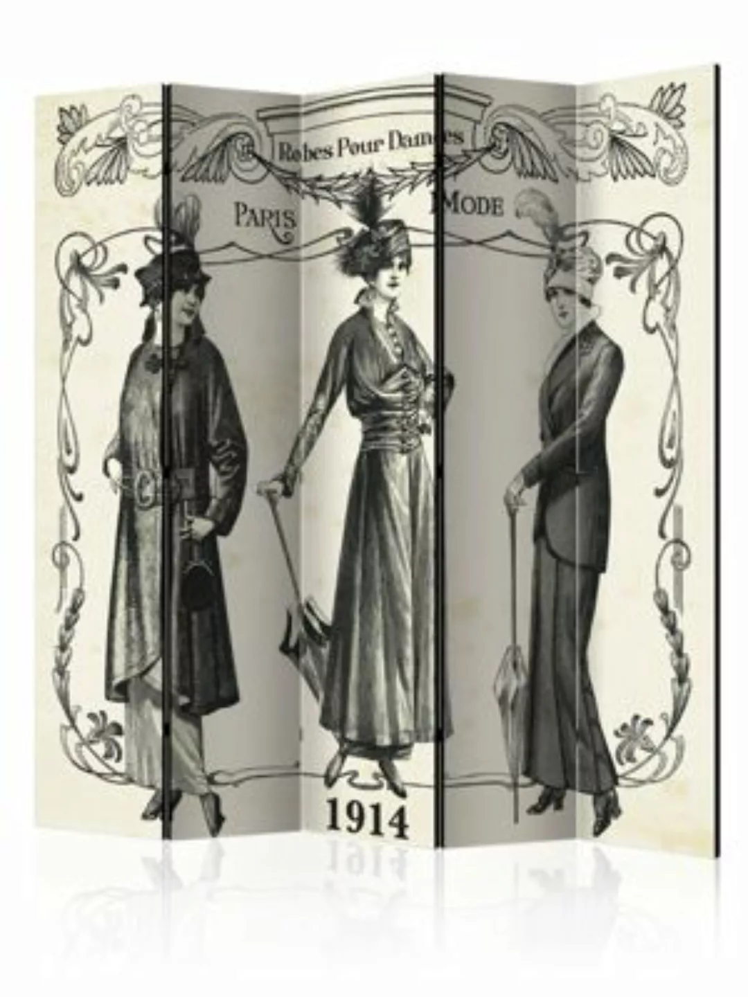 artgeist Paravent Dress 1914 II [Room Dividers] beige/schwarz Gr. 225 x 172 günstig online kaufen